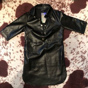 Black faux leather mini dress
